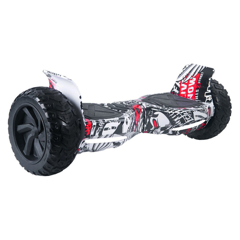 Hoverboard Original 8.5 Offroad com Conexão Bluetooth e LED - Estampa Branco Rock